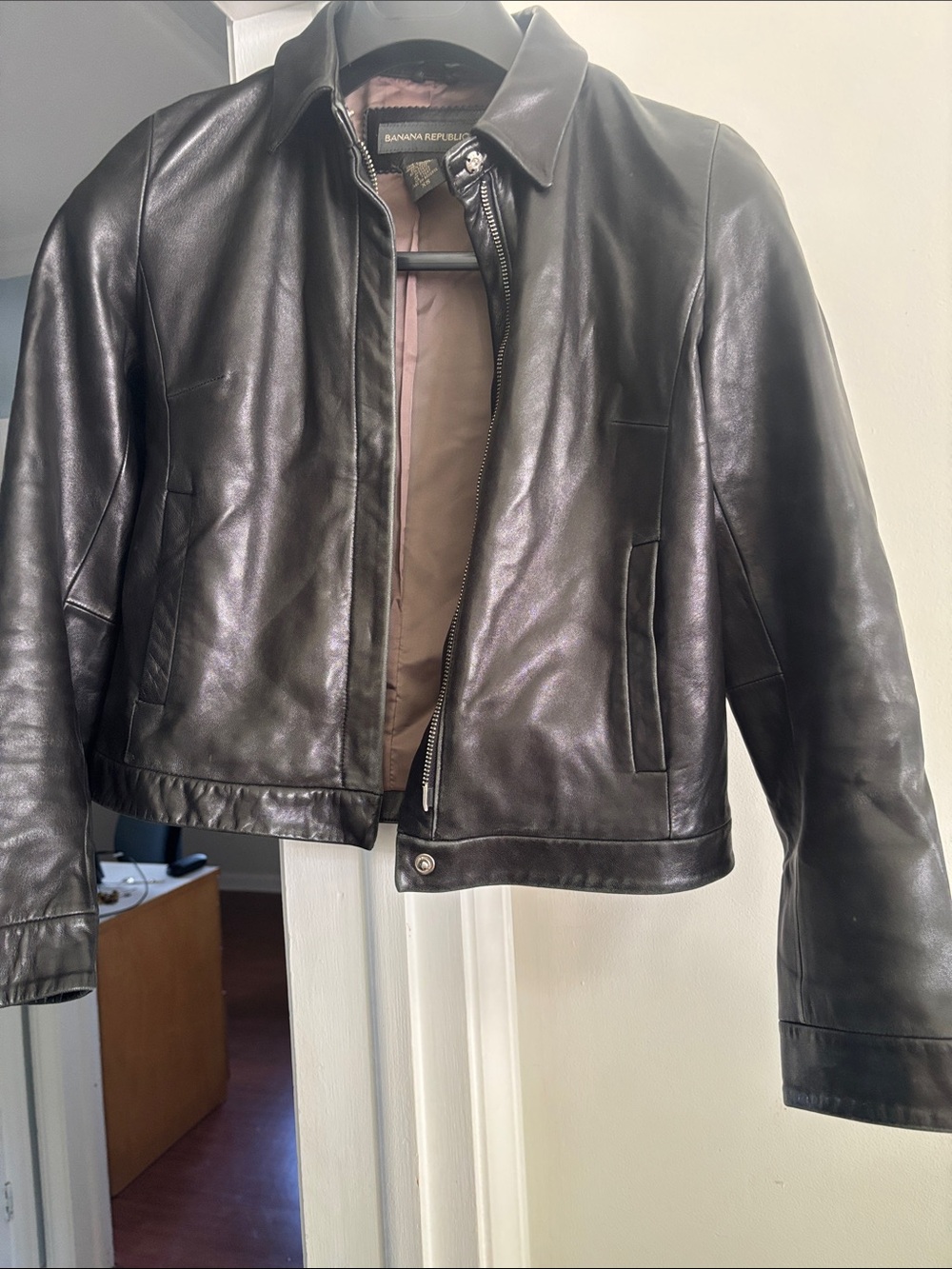 Banana Republic Women’s  Black Leather Bomber Jacket